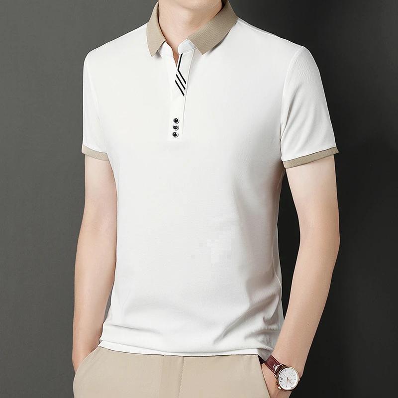 Sports Shirt Mens Solid Color Casual Fashion Short Sleeve Polo Shirt Summer Comfortable Top for Business And