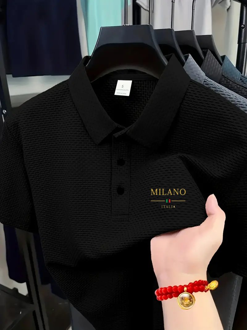 Sports Shirt 2026 Mens Fashion Polo Shirt Casual Loose Fit Versatile Retro Solid Color Lapel Button-Up Shirt