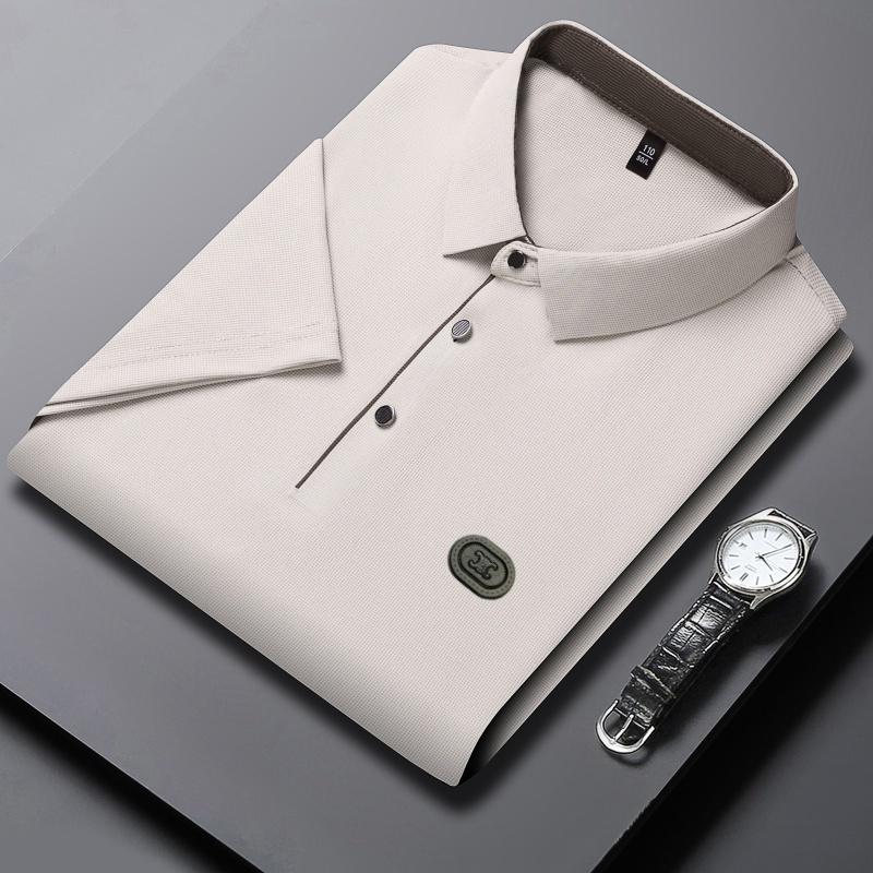 Sports Shirt 2026 mens summer new ice silk short sleeved polo shirt casual breathable slim fit cool quick drying