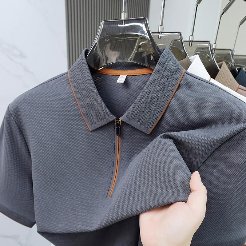 Sports Shirt 2026 summer fashion brand new mens short sleeved solid color polo shirt quick drying lightweight