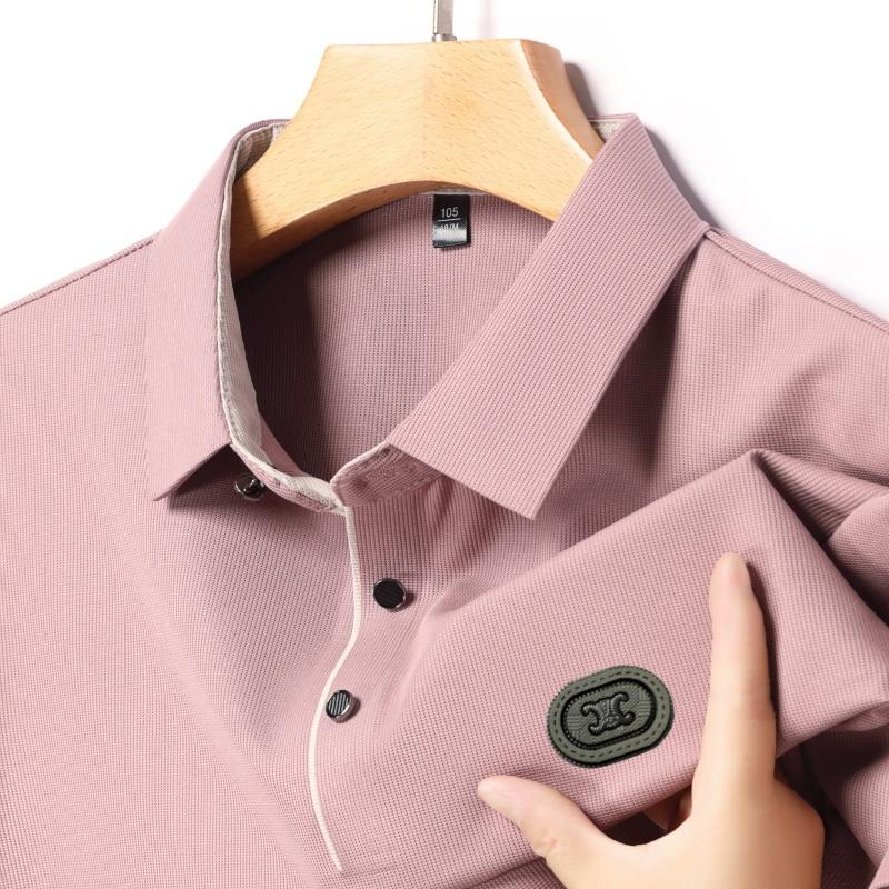 Sports Shirt 2026 mens summer new ice silk short sleeved polo shirt casual breathable slim fit cool quick drying