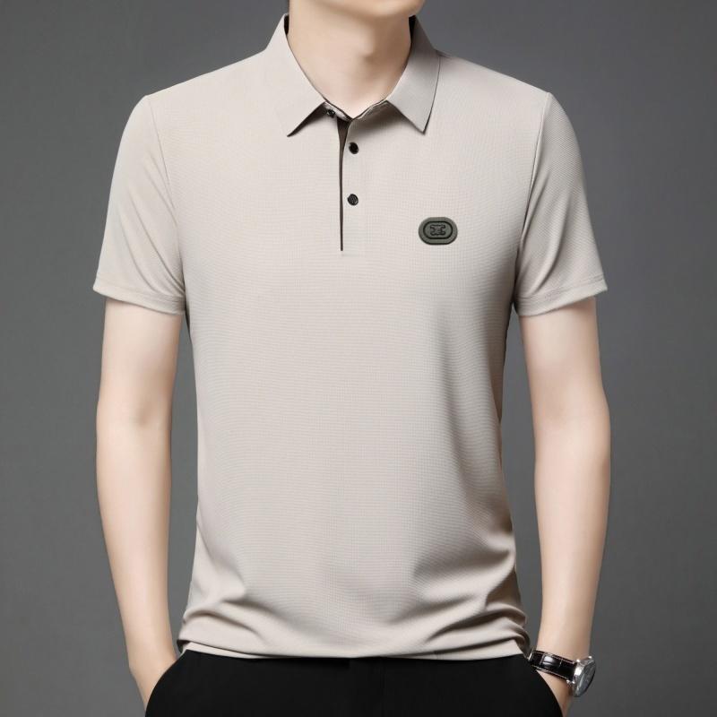 Sports Shirt 2026 mens summer new ice silk short sleeved polo shirt casual breathable slim fit cool quick drying