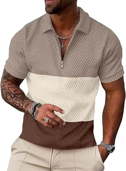 Sports Shirt Summer Comfortable Solid Color Mens Zipper Design Short-sleeved Polo Shirt Polyester Fiber