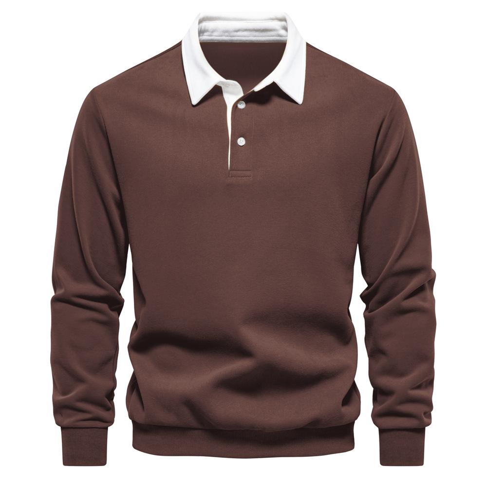 Sports Shirt Mens Autumn Long-Sleeved POLO Collar European Size Sweater - Trendy High-Quality Casual Versatile