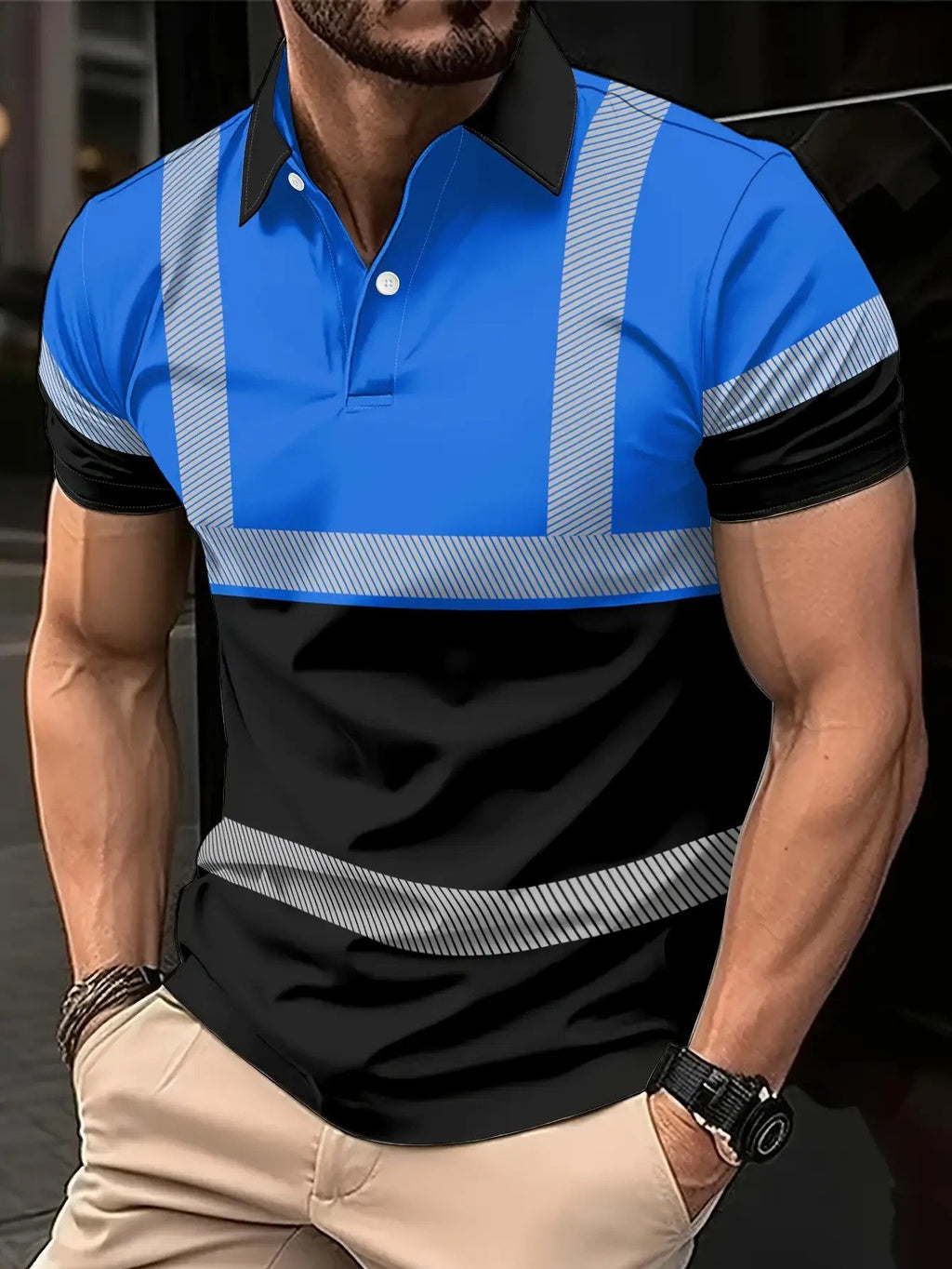 Sports Shirt Mens Casual Summer Printed Short-sleeved POLO Shirt Made of Machine-washable Lightweight Breathable