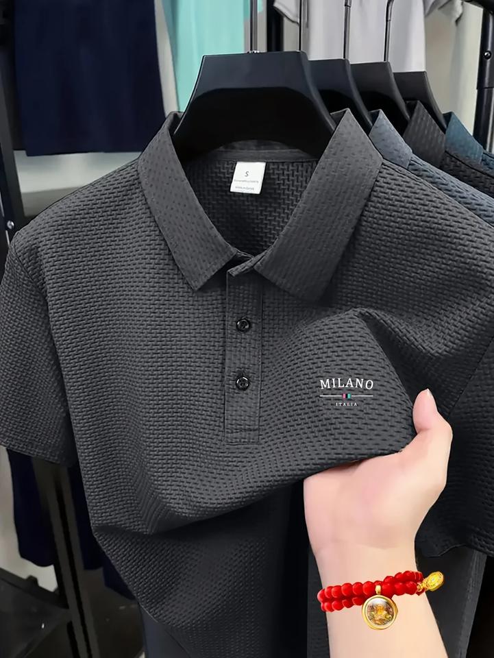 Sports Shirt 2026 Mens Fashion Polo Shirt Casual Loose Fit Versatile Retro Solid Color Lapel Button-Up Shirt