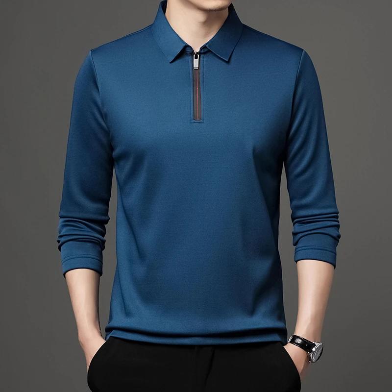 Sports Shirt Mens Solid Color Long Sleeved POLO Shirt Casual Fashion Top