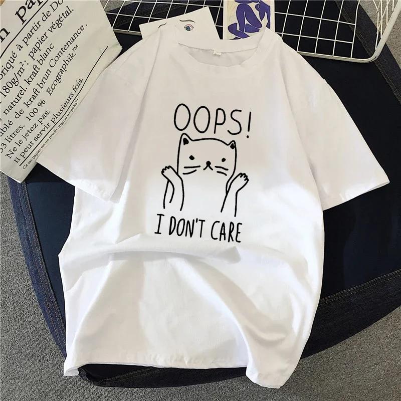 90s Graphic Rock Top Tees Female Simple Brush Drawing Cat T Shirt Harajuku Vintage T-shirt Fashion