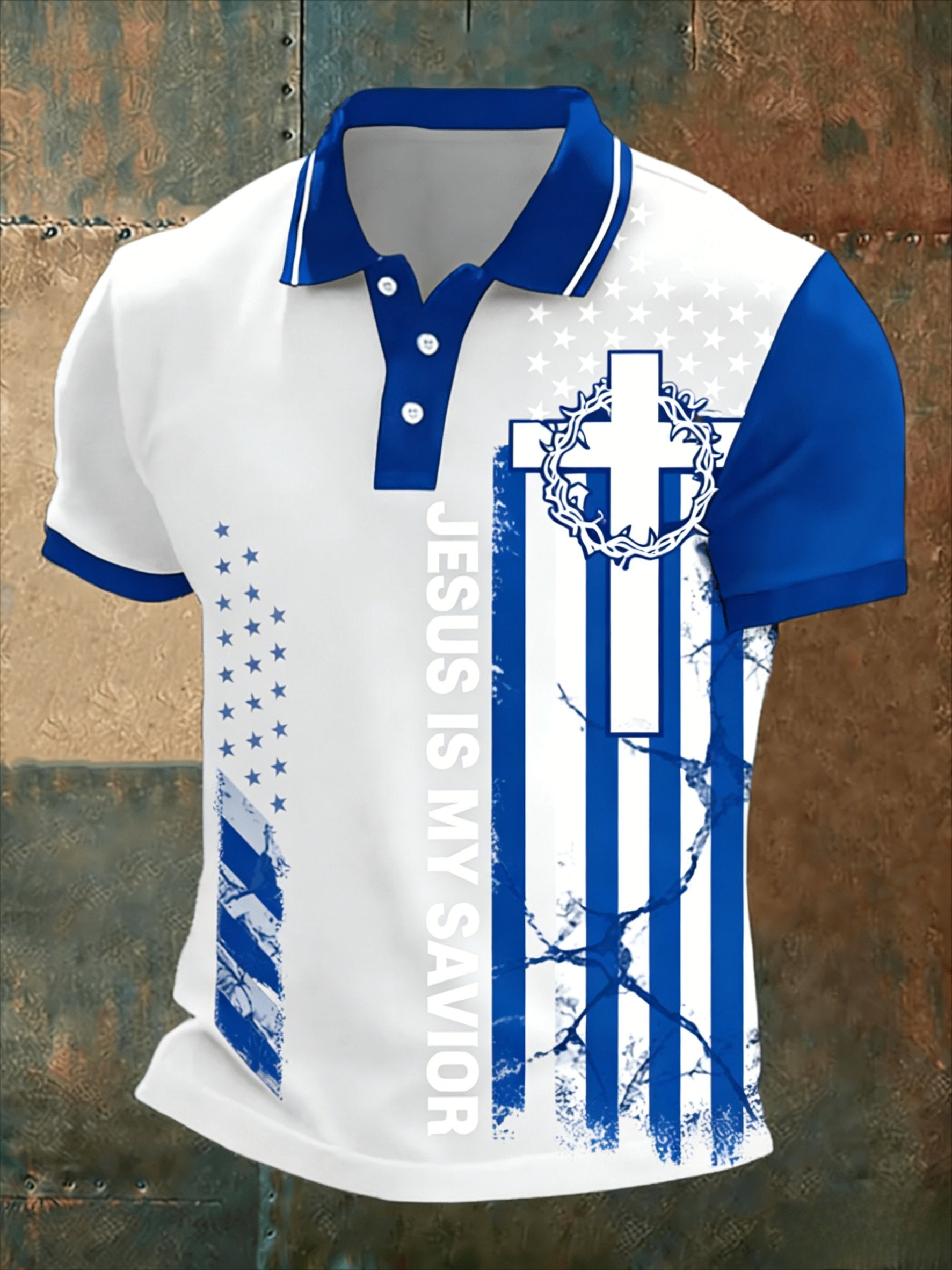 Sports Shirt 2026 Latest Size Large Mens Casual Sports Short-sleeved Shirt with American Flag and Cross Pattern