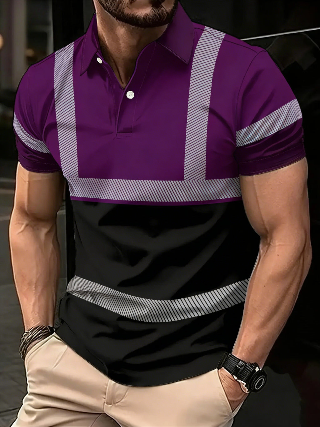 Sports Shirt Mens Casual Summer Printed Short-sleeved POLO Shirt Made of Machine-washable Lightweight Breathable