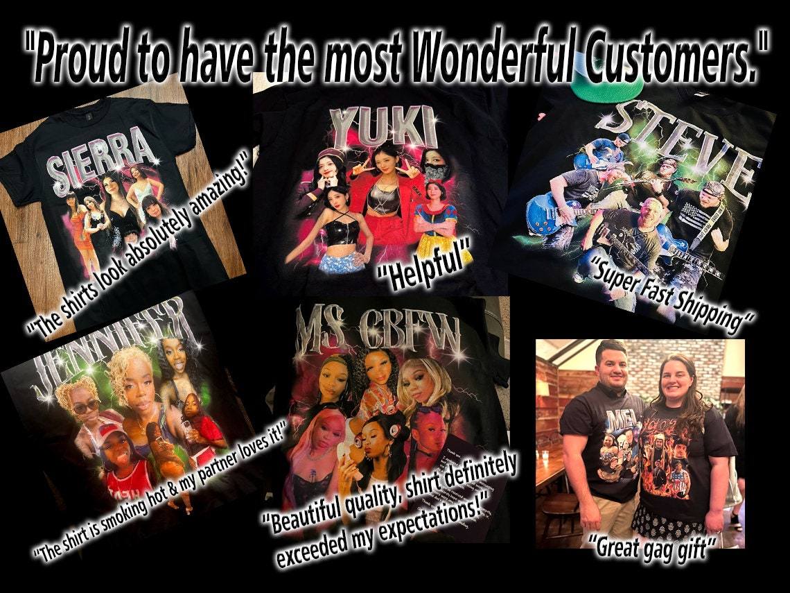 Custom Bootleg Rap T Shirt Photo Vintage 90s Your Own Idea Here Insert Design long or short sleeves