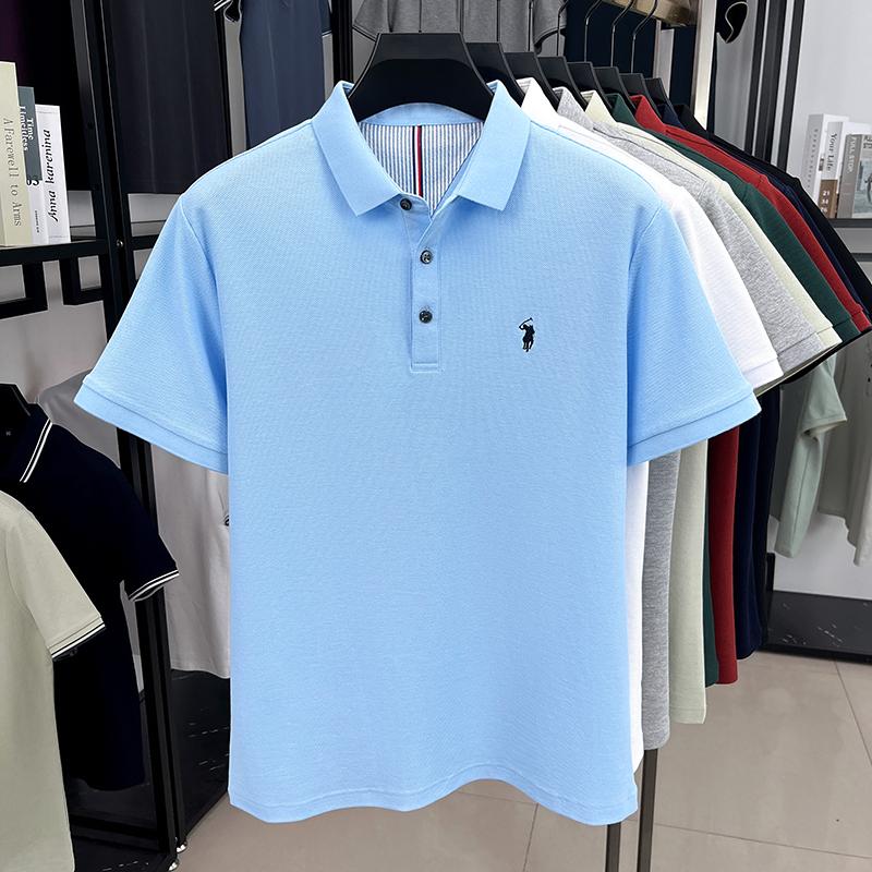 Sports Shirt 100 pure cotton high-end brand mens short sleeve polo shirt summer fashion original pony embroidery