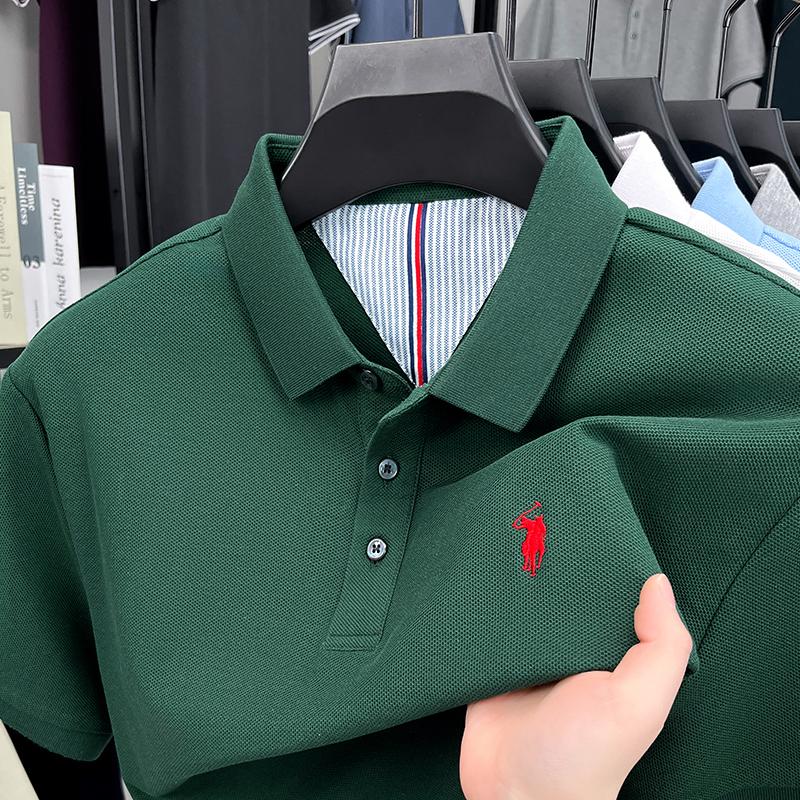 Sports Shirt 100 pure cotton short sleeved mens polo shirt summer fashion high-end brand pony embroidery golf top