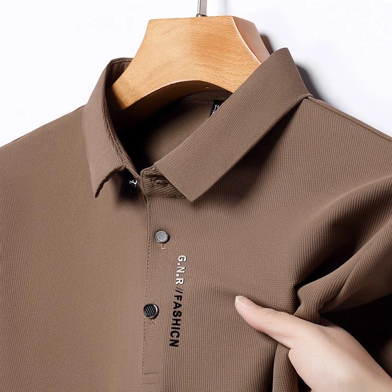 Sports Shirt Mens Short Sleeve Solid Color Polo Shirt Breathable Comfortable Elastic Top New Arrivals Casual