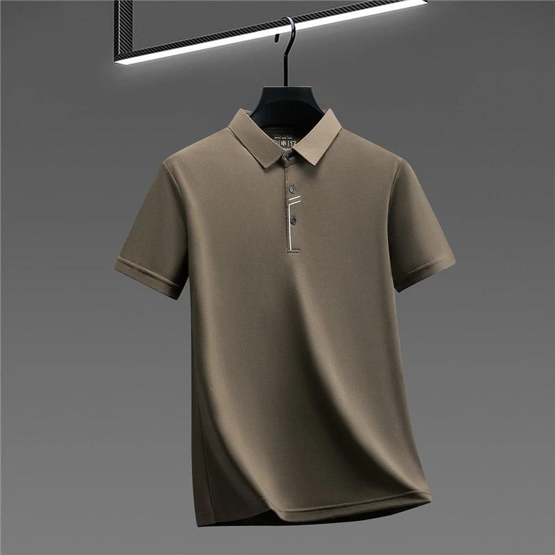 Sports Shirt 2026 New Mens Cool Fabric Polo Shirt Wrinkle Resistant Quick Dry Short Sleeve Top For Office And