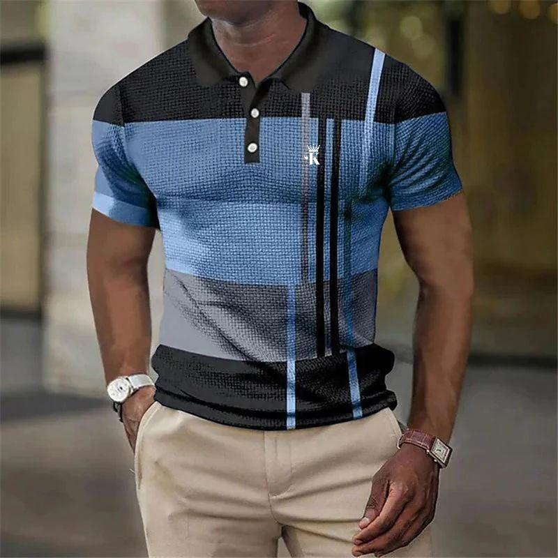 Sports Shirt 2026 Mens Polo Shirt Golf Shirt Work Casual Lapel Polo Collar Short Sleeve Basic Color Block Button