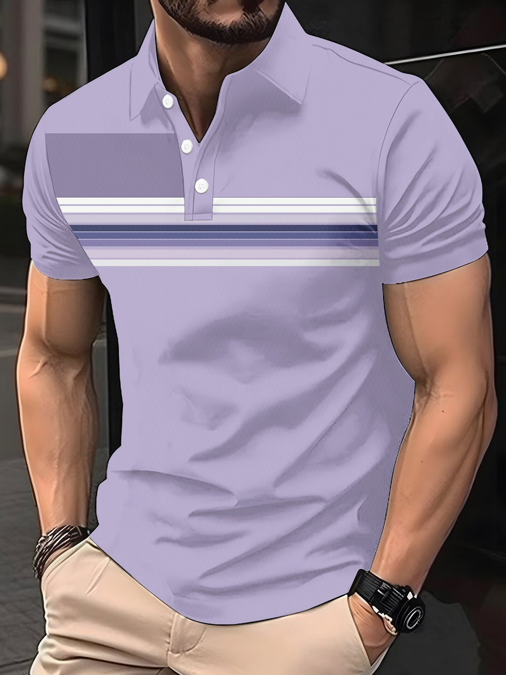 Sports Shirt 2026 Summer New Style Mens Polo Shirt - 3D Simple Patchwork Letter Print Shirt - Casual Fashionable